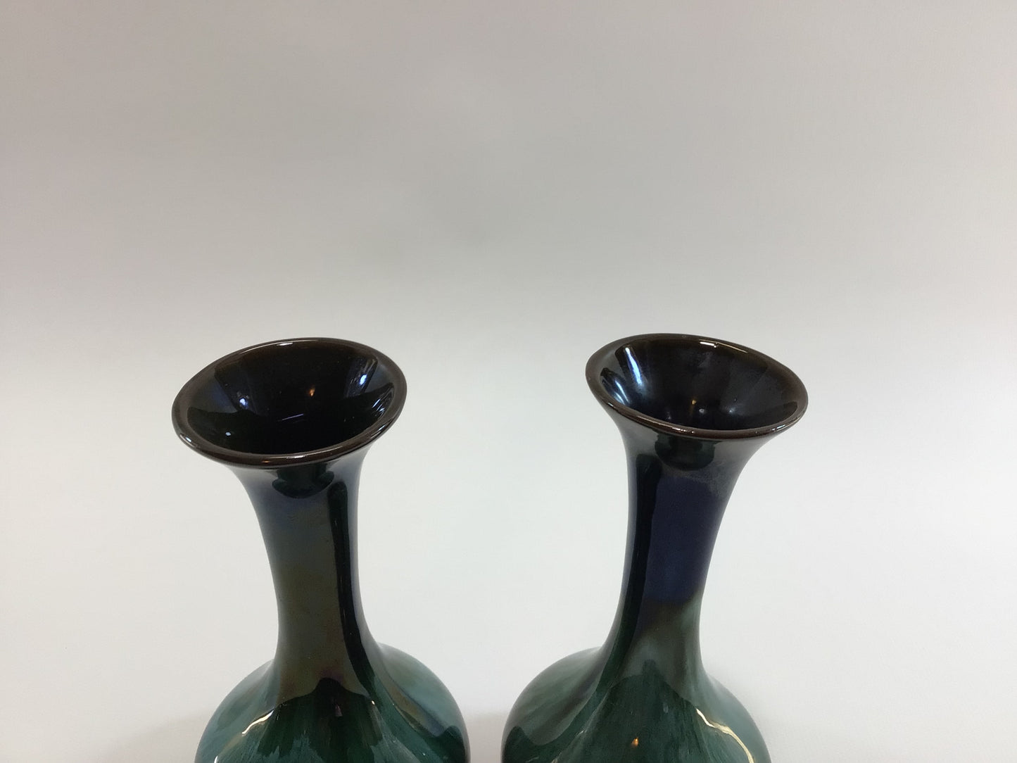 Green Drip Glaze Bud Vases Mid Century Redware Pottery Home Decor