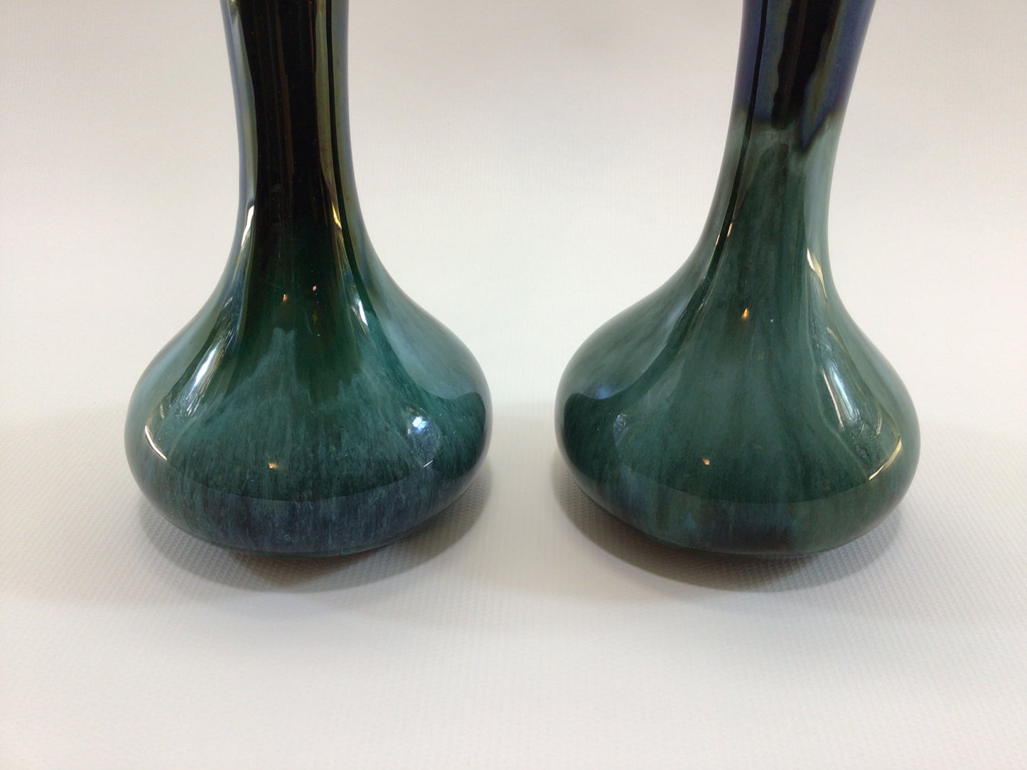 Green Drip Glaze Bud Vases Mid Century Redware Pottery Home Decor