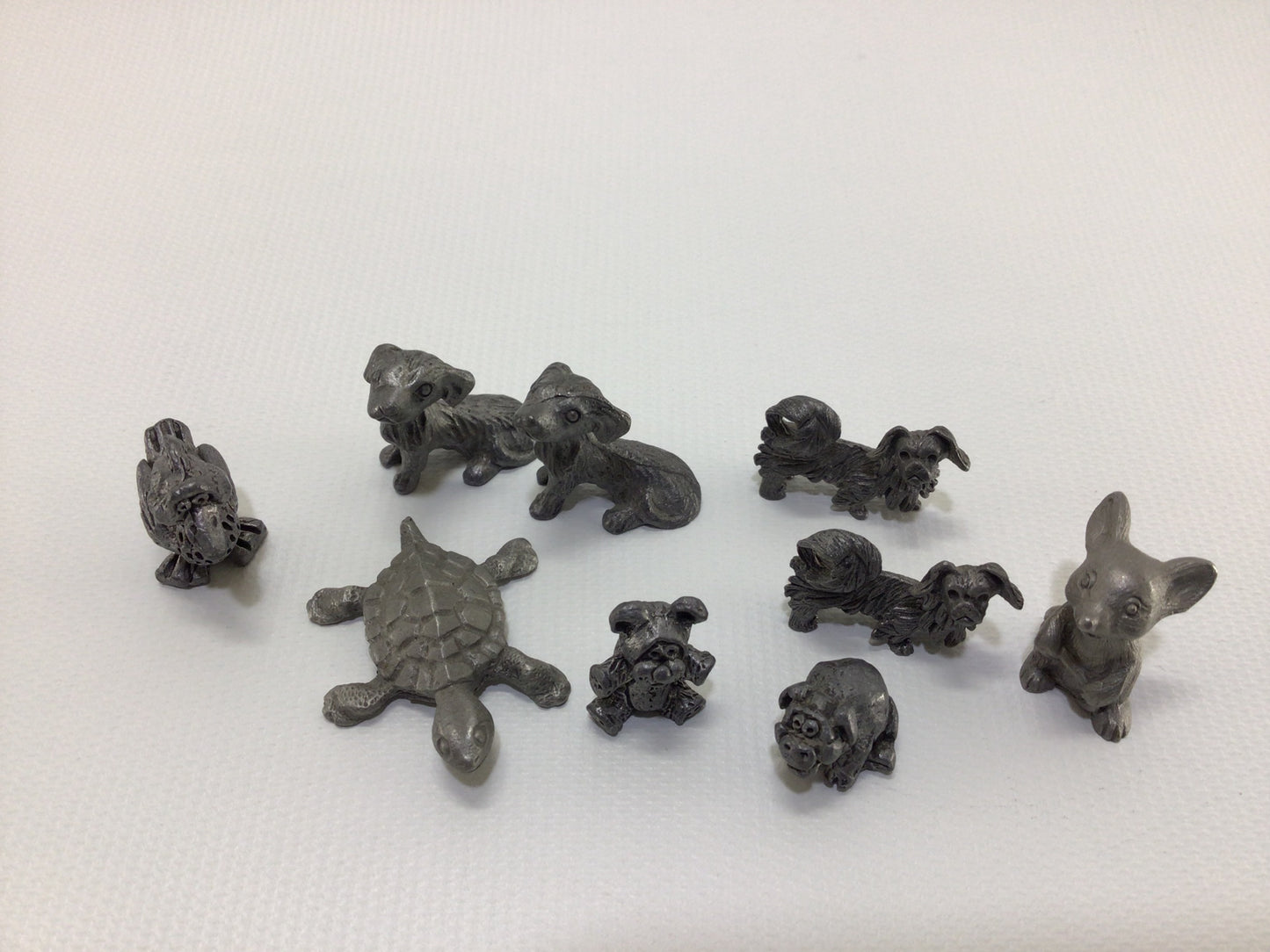 Miniature Pewter Animals Figurine Lot of 9 Vintage Collectible Display Figures