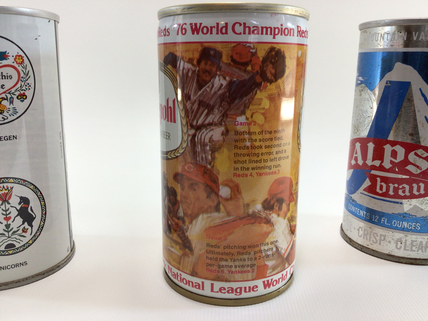 12 oz Beer Can Lot of 4 Vintage 1970's Breweriana Advertising Collectibles Alps Hudepohl Horlacher Calgary