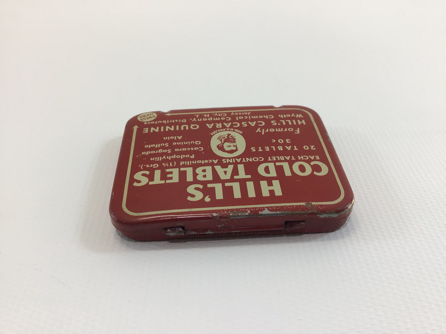 Advertising Tin Hill's Cold Tablets Vintage Over the Counter Pharmacy Collectible Ephemera