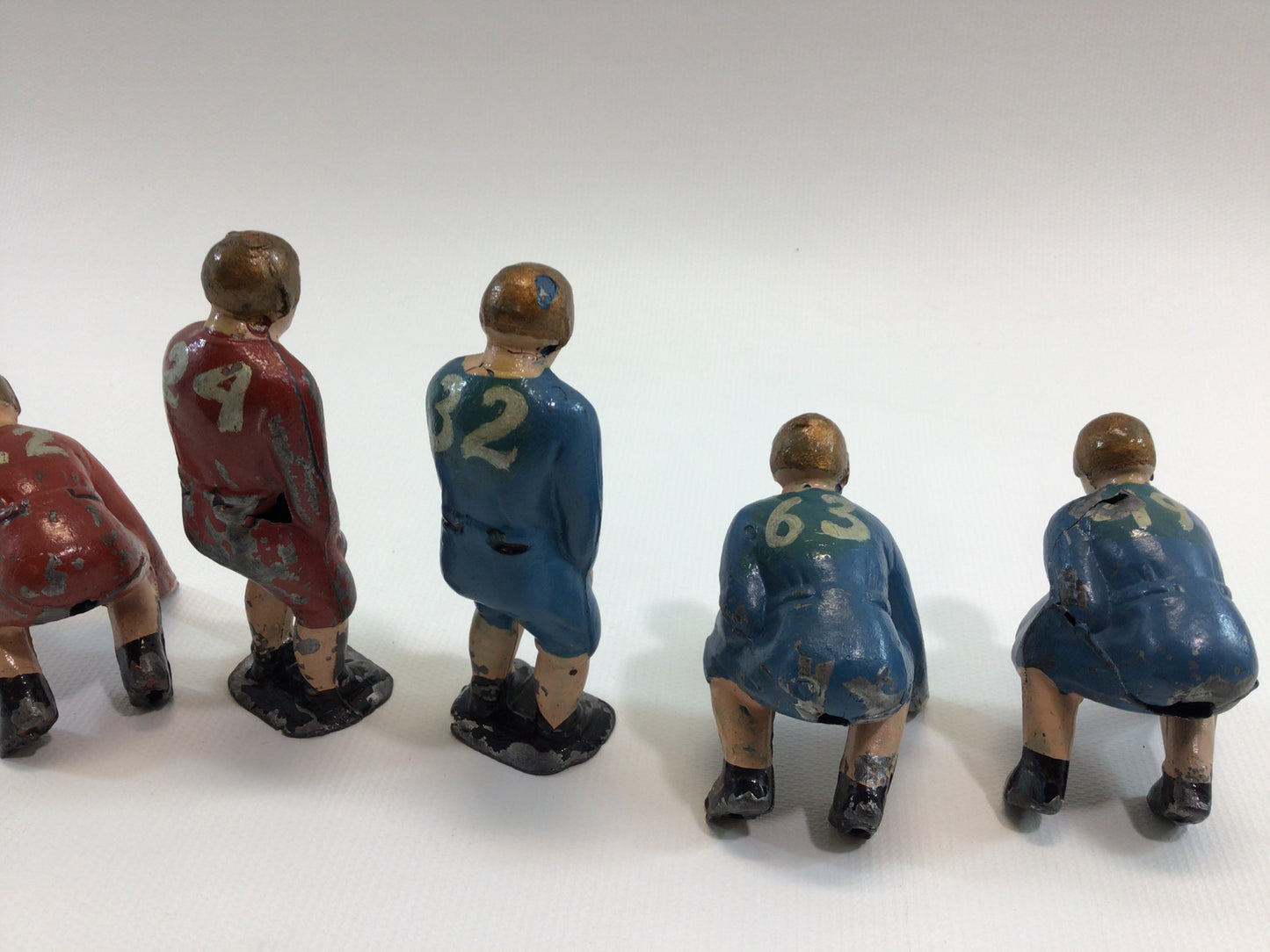 1930s Toy Football Player Action Figures Sheila Toys Lead Cast Linemen and Backs