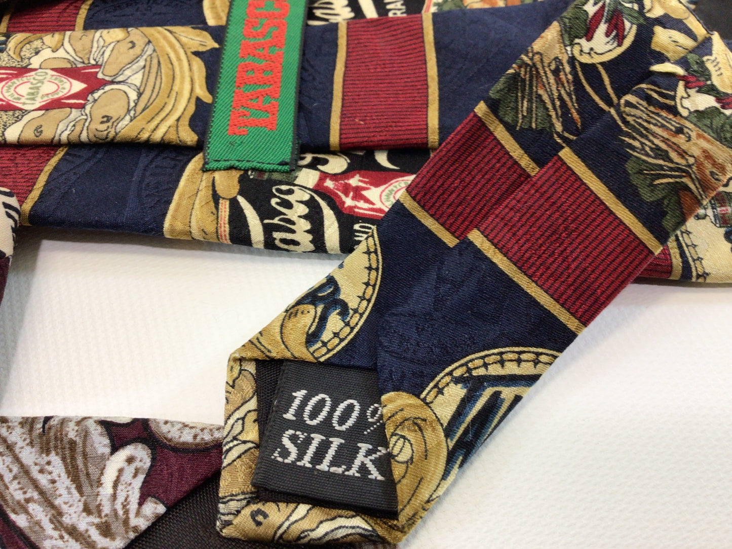 Tabasco Hot Sauce Advertising Neckties Vintage Novelty Mens Fashion Accessory Oysters and Shrimp