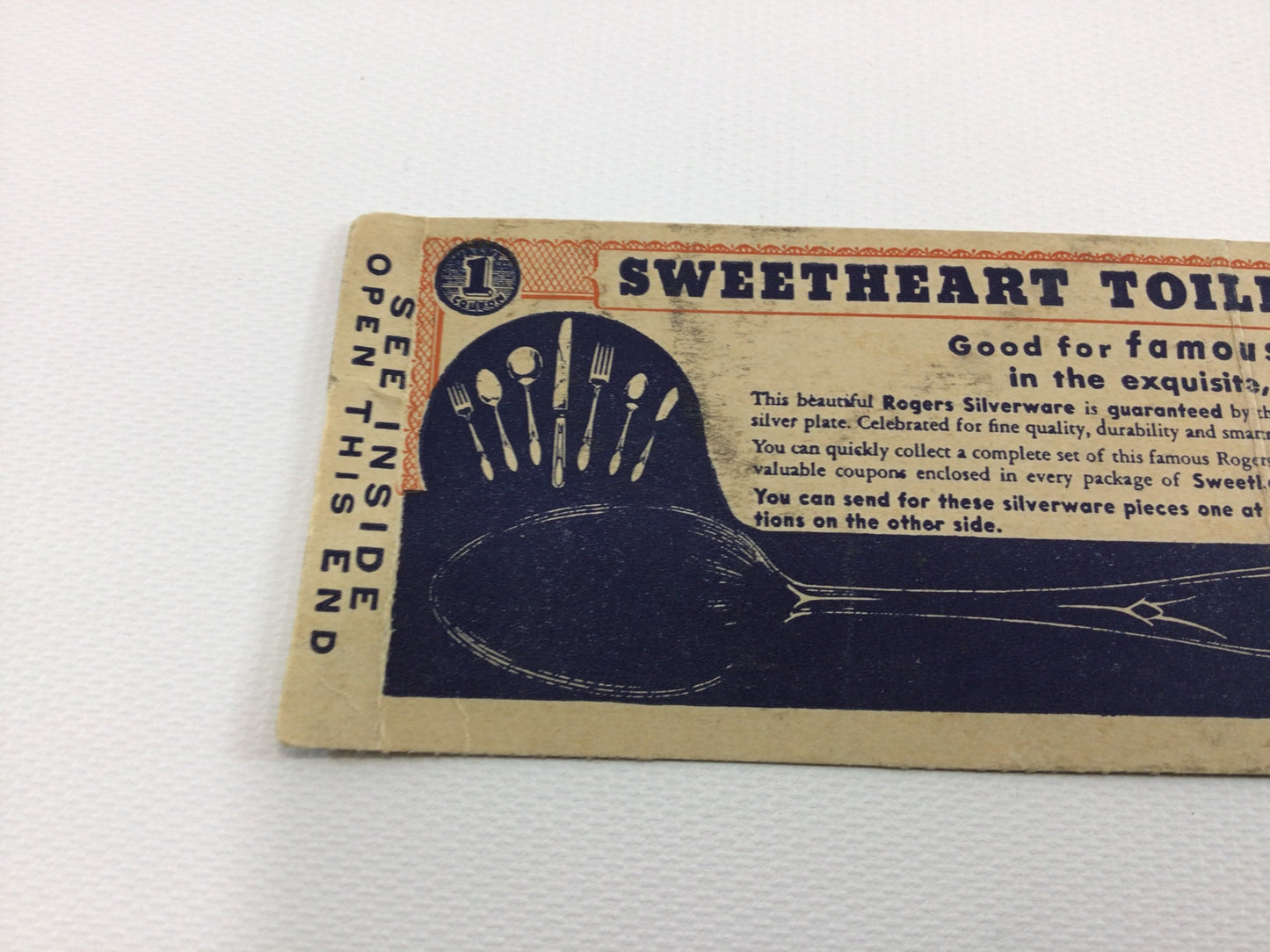 Sweetheart Toilet Soap Box Top Coupons for Rogers Silverware Vintage Ephemera