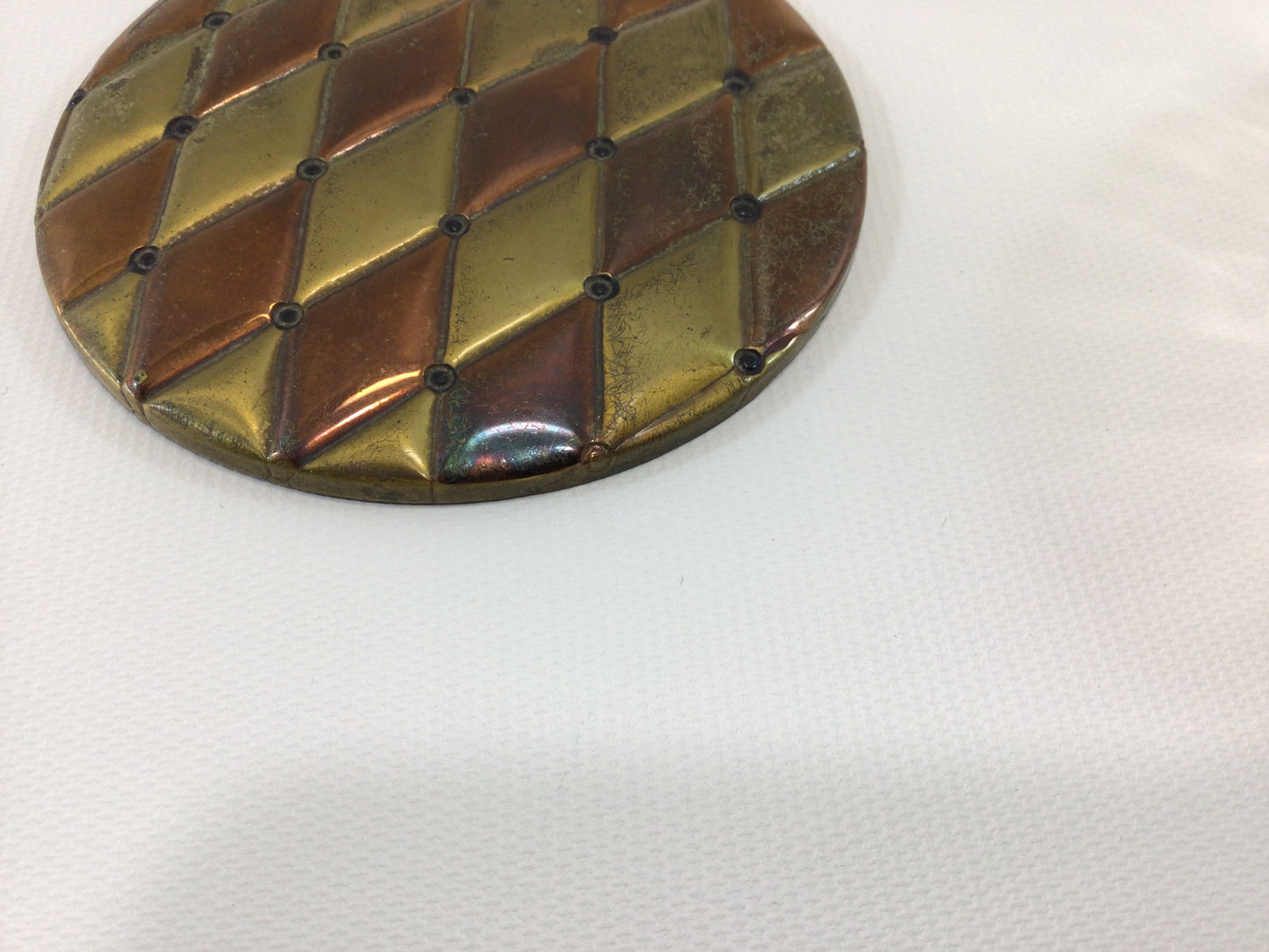 Powder Box Trinket Jewelry Dishes with Brass Patina Diamond Pattern Lids Vintage 70s Cut Crystal Vanity Dresser Home Decor Storage Container