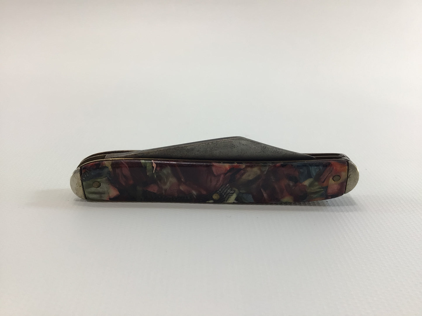 Vintage KENT Pocket Knife Two Blade Made in USA Multi Color Catalin Handle