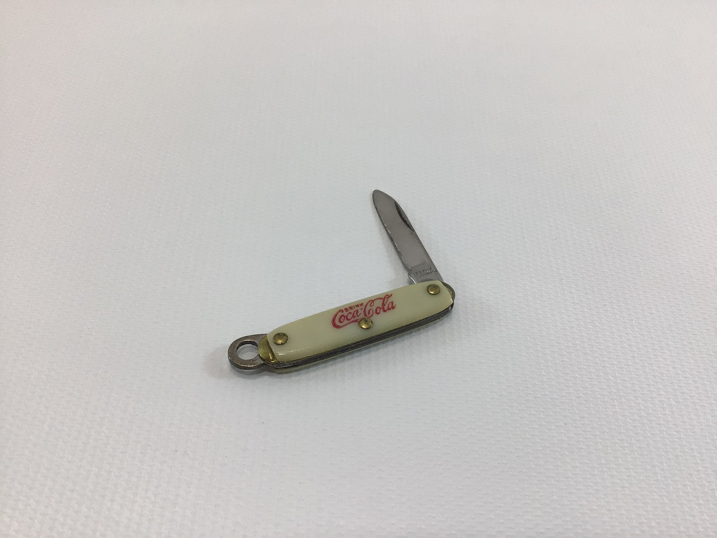 Miniature Coca Cola Keychain Pocket Knife 1" Single Blade Vintage Advertising Collectible