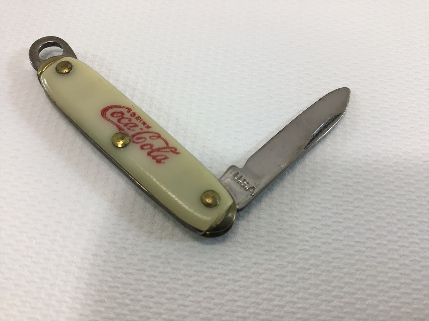 Miniature Coca Cola Keychain Pocket Knife 1" Single Blade Vintage Advertising Collectible