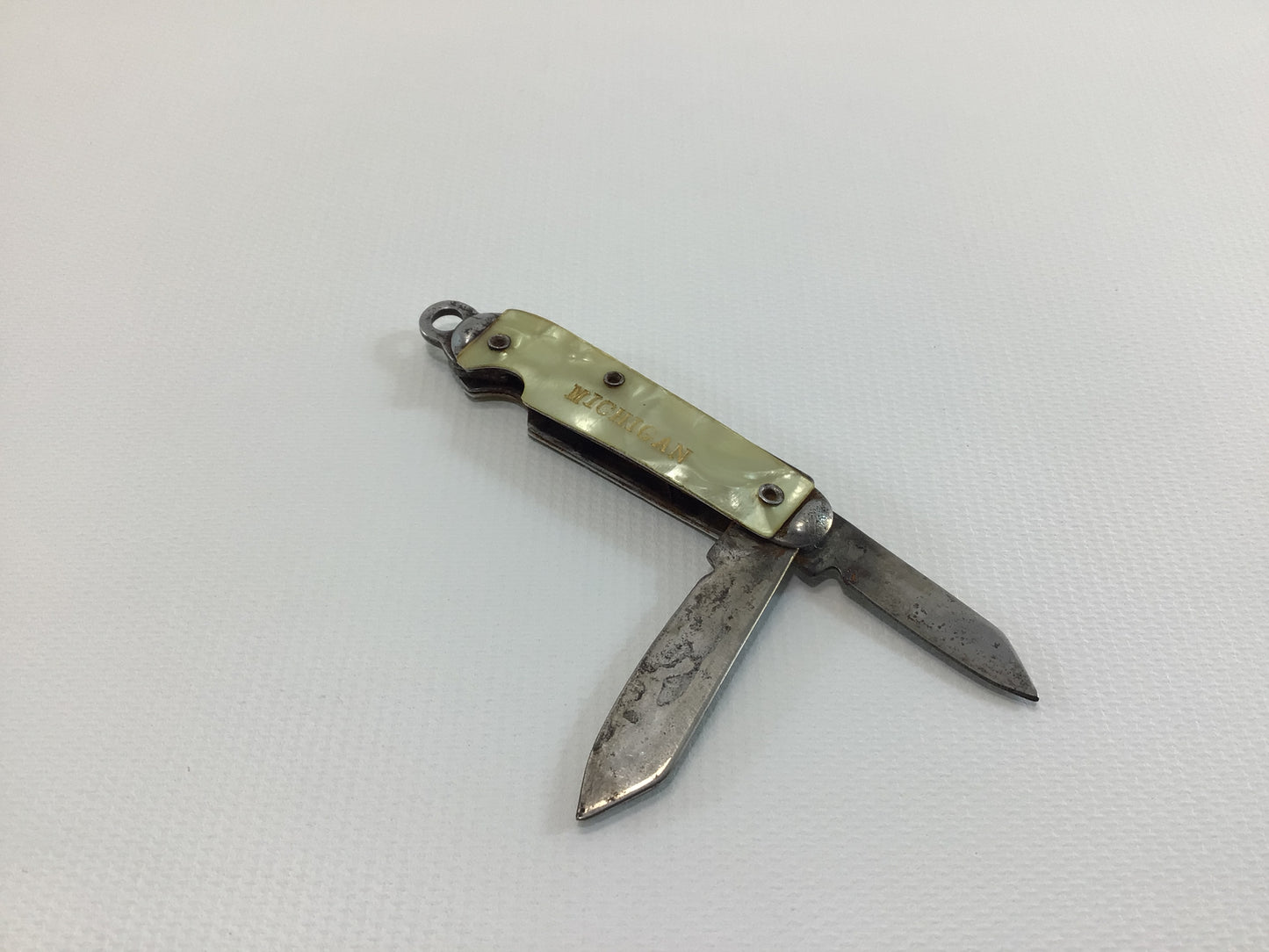 Michigan Souvenir Keychain Pocket Knife Miniature Double Blade Vintage Made in USA