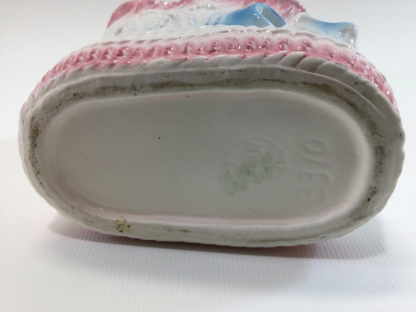 Pink White Flower Baby Booty Ceramic Planter No 3310 Mid Century Made in Japan Cute Kitschy Children's Home Decor Shower Storage Container