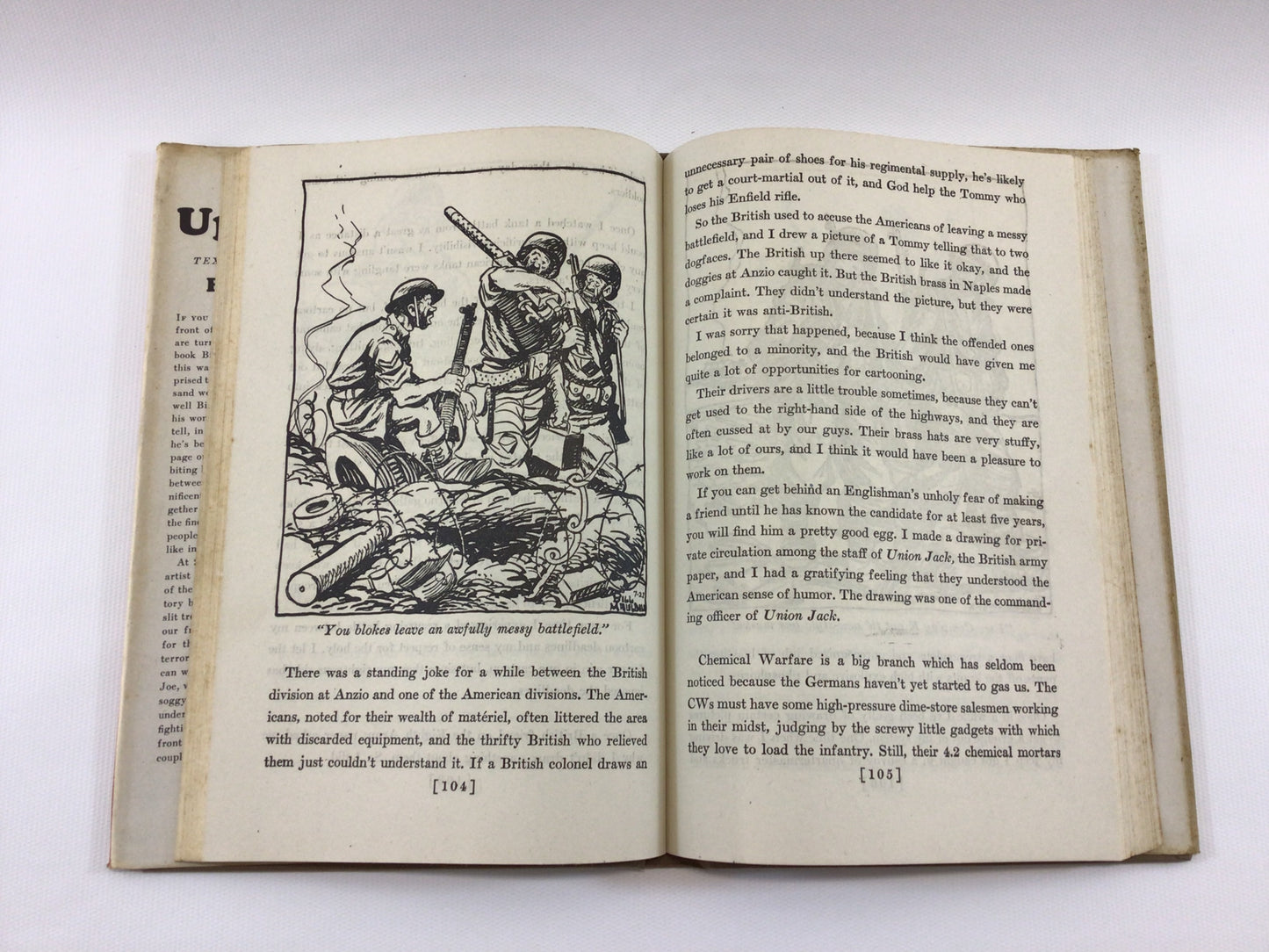 Up Front Hardcover Book by Bill Mauldin 1940s WWII Cartoon Illustration Novel Black and White Graphics Soldiers First Hand Humorous Account