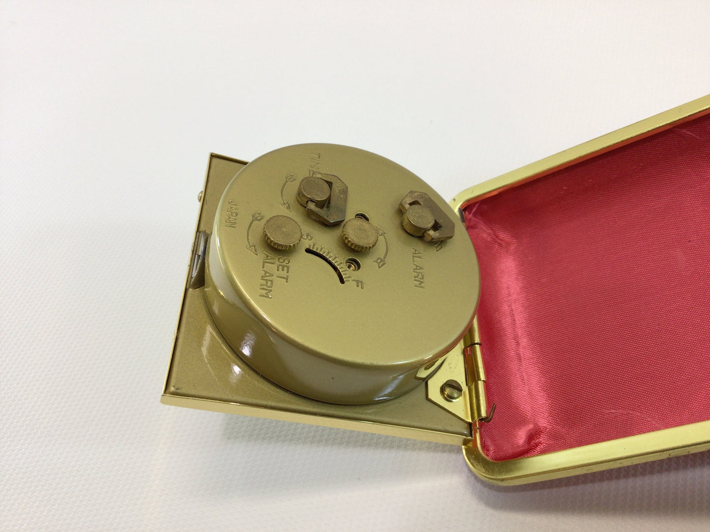 Westclox Travel Alarm Clock Japan Movement in Red Faux Leather Case Vintage Mechanical Wind