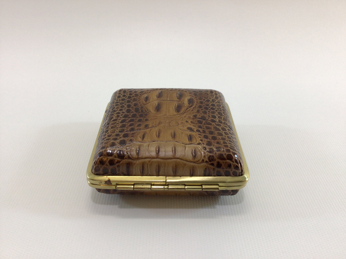 Westclox Travel Alarm Calendar Clock Japan Movement in Faux Alligator Skin Case Vintage Mechanical Wind