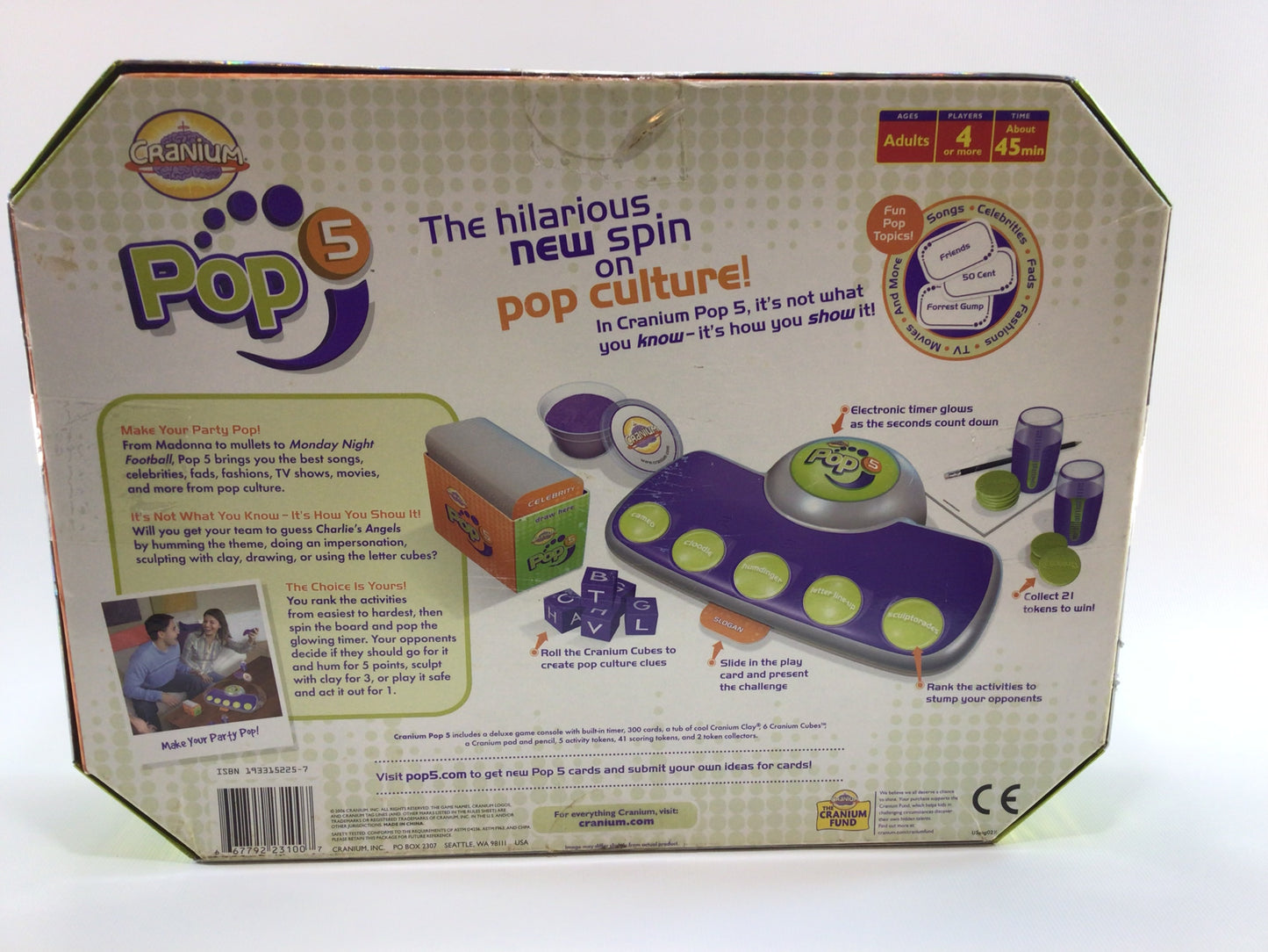 2006 Cranium Pop 5 Pop Culture Electronic Trivia Game