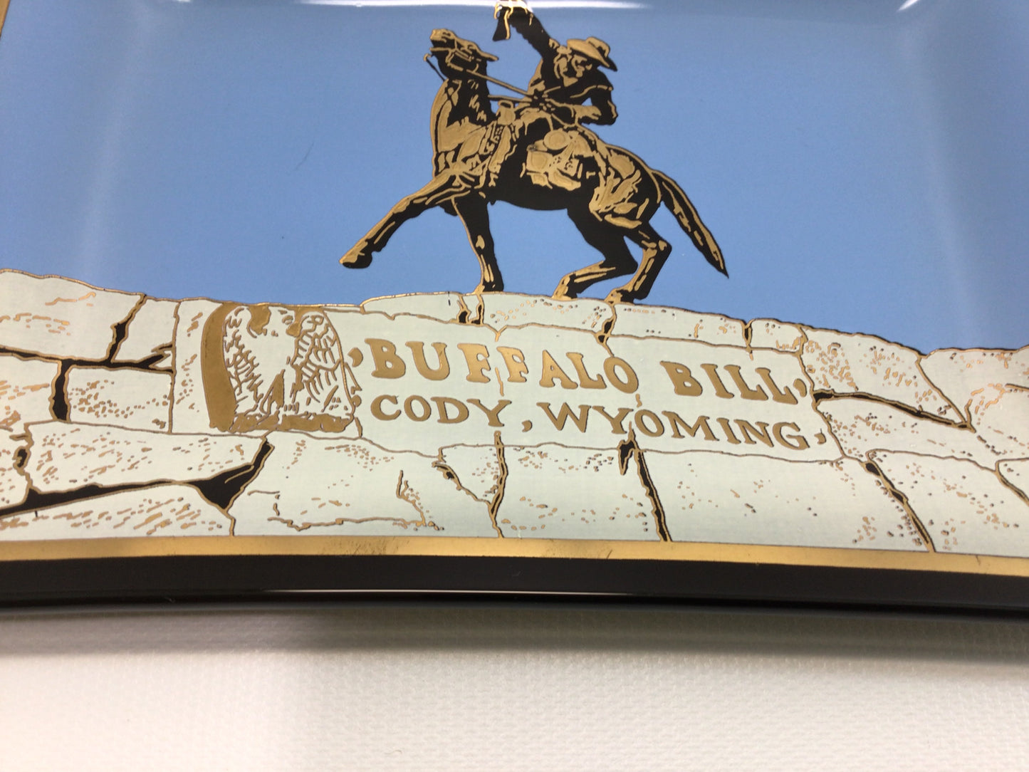 Buffalo Bill Souvenir Glass Trinket Dish Cody Wyoming Vintage Change Tray Ring Holder Ashtray