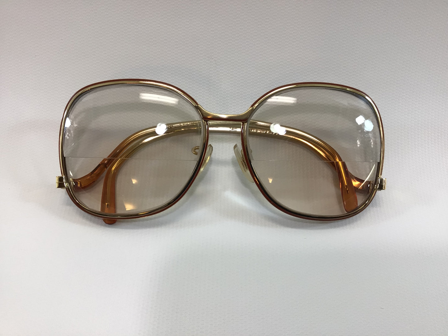 Vintage Women's Eyeglasses Tinted Bifocals Brown Plastic / Gold Wire Swank Frame Retro 80's Eyewear