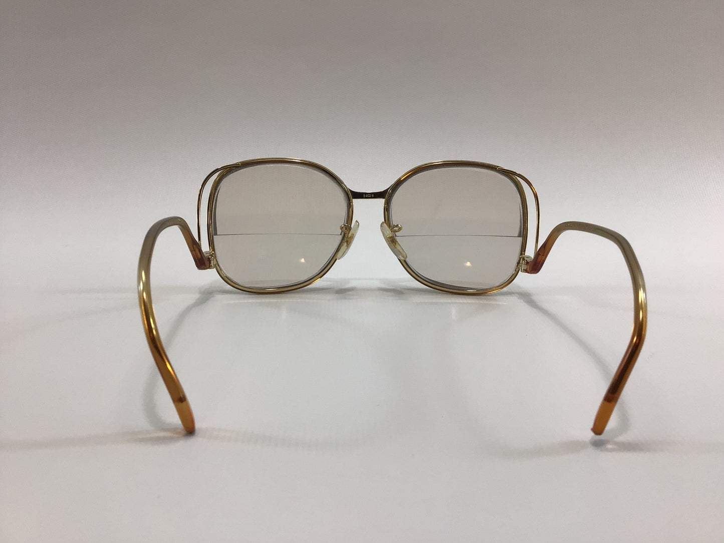 Vintage Women's Eyeglasses Tinted Bifocals Brown Plastic / Gold Wire Swank Frame Retro 80's Eyewear