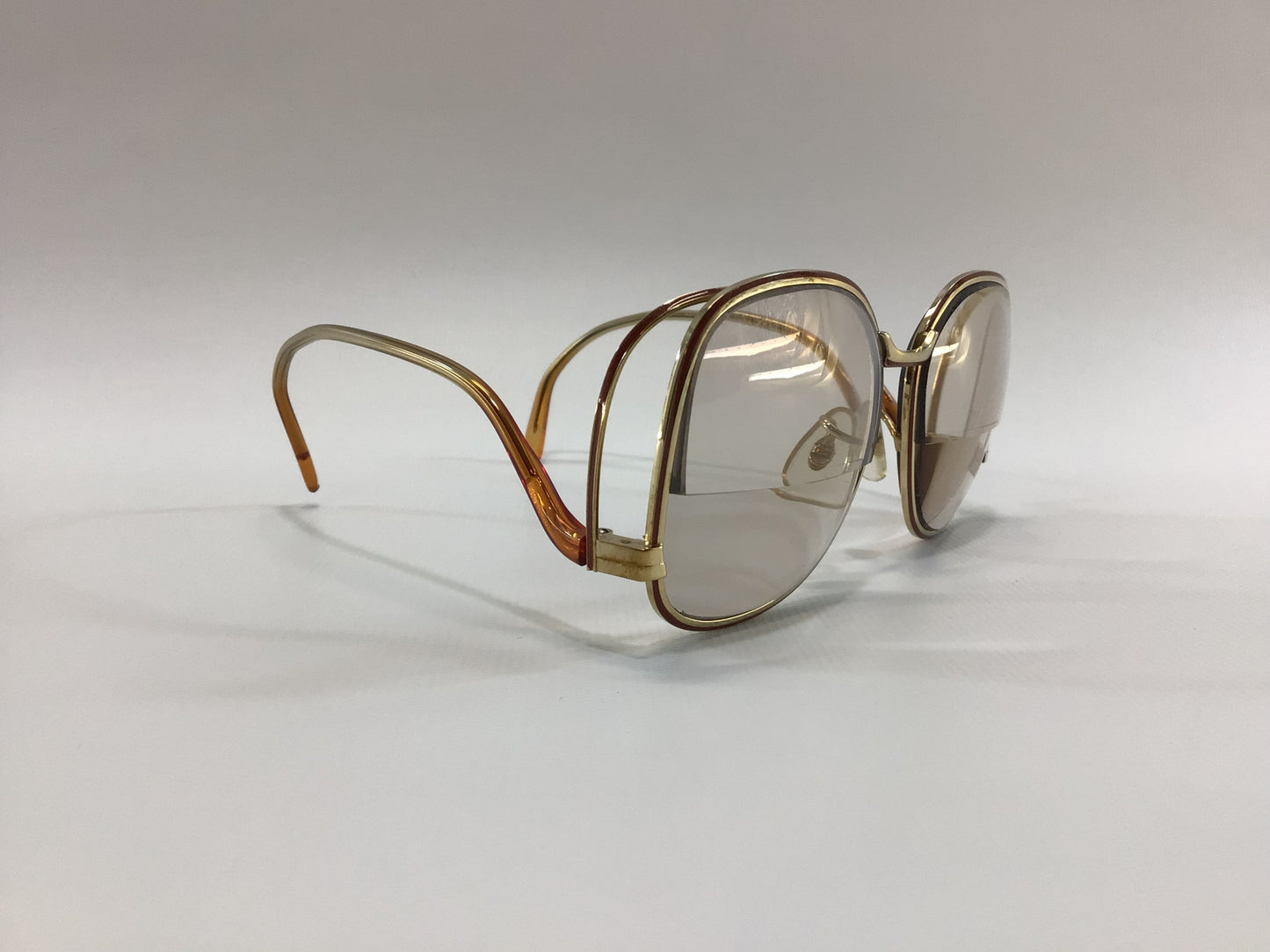 Vintage Women's Eyeglasses Tinted Bifocals Brown Plastic / Gold Wire Swank Frame Retro 80's Eyewear