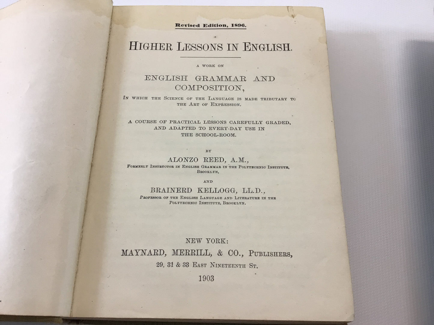 Antique School Textbooks Higher Lessons in English 1903 and Word Lessons 1902