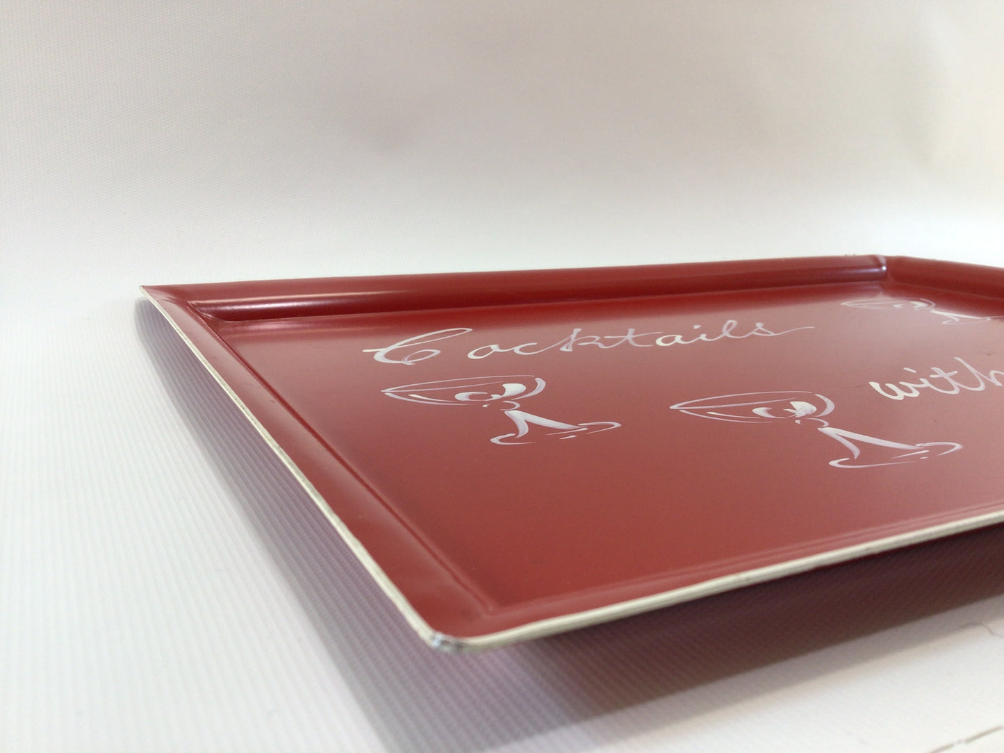 Hand Painted Cocktail Serving Tray 11 x 15 Cocktails With You Mid Century Barware Decor