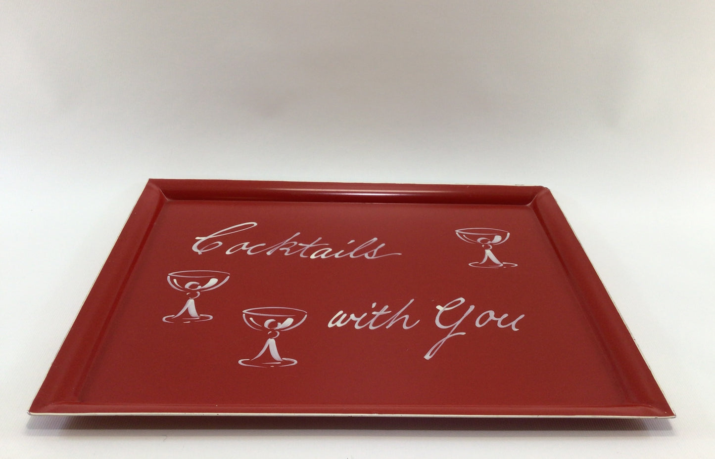 Hand Painted Cocktail Serving Tray 11 x 15 Cocktails With You Mid Century Barware Decor