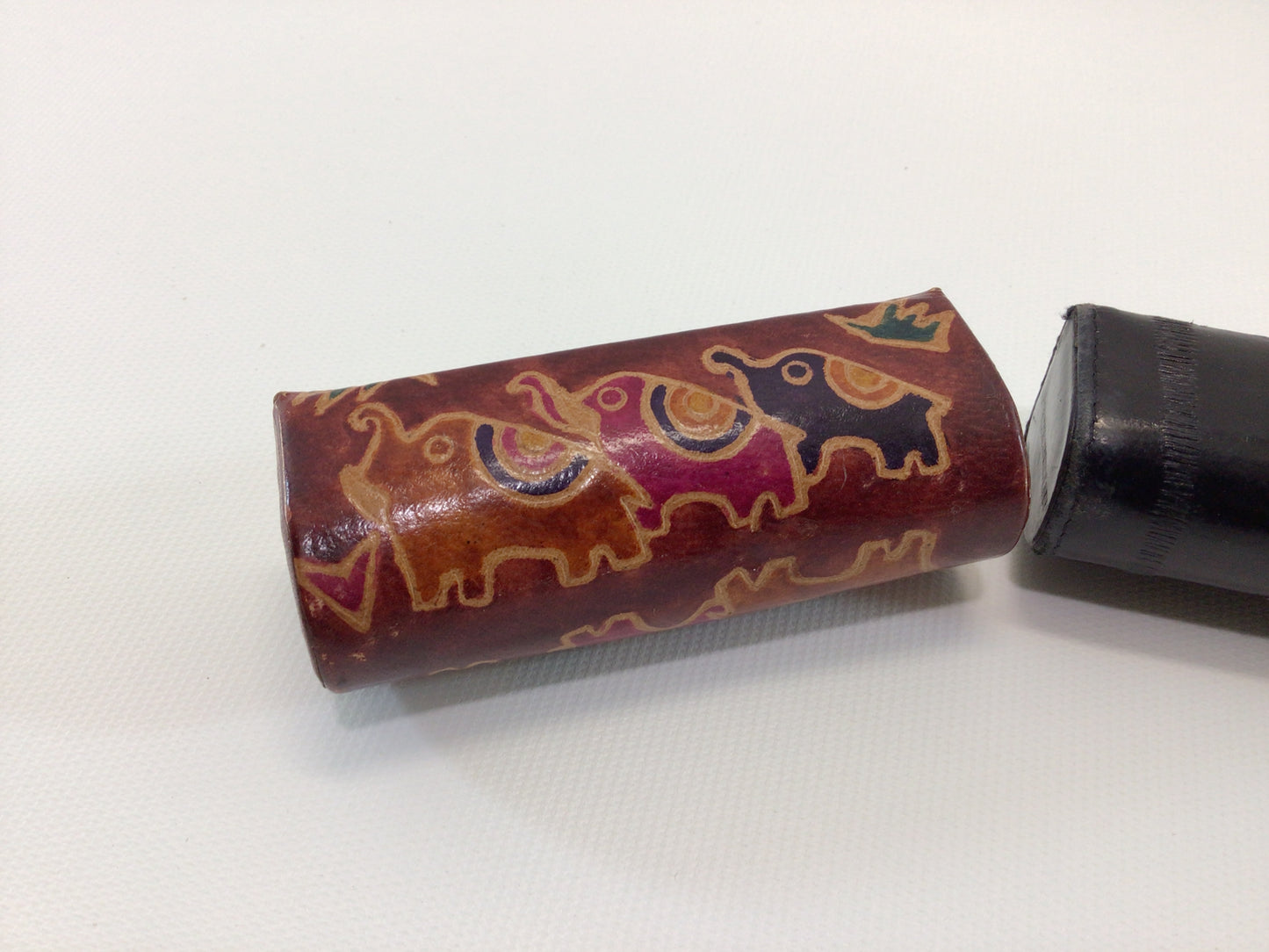 Retro 80s Mirrored Lipstick Case Holders Good Luck Elephants Palm Trees and Faux Alligator