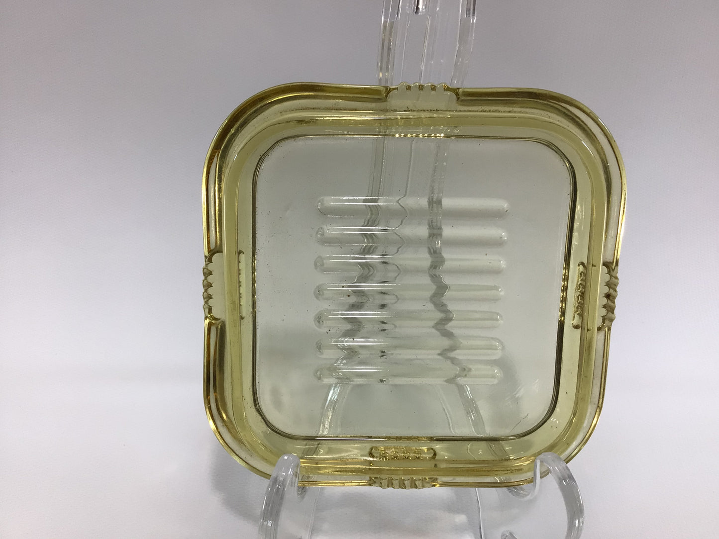 Vintage Yellow Glass Refrigerator Dish Lid Replacement for Square 4" Dish