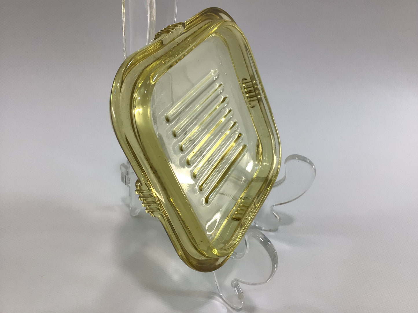 Vintage Yellow Glass Refrigerator Dish Lid Replacement for Square 4" Dish