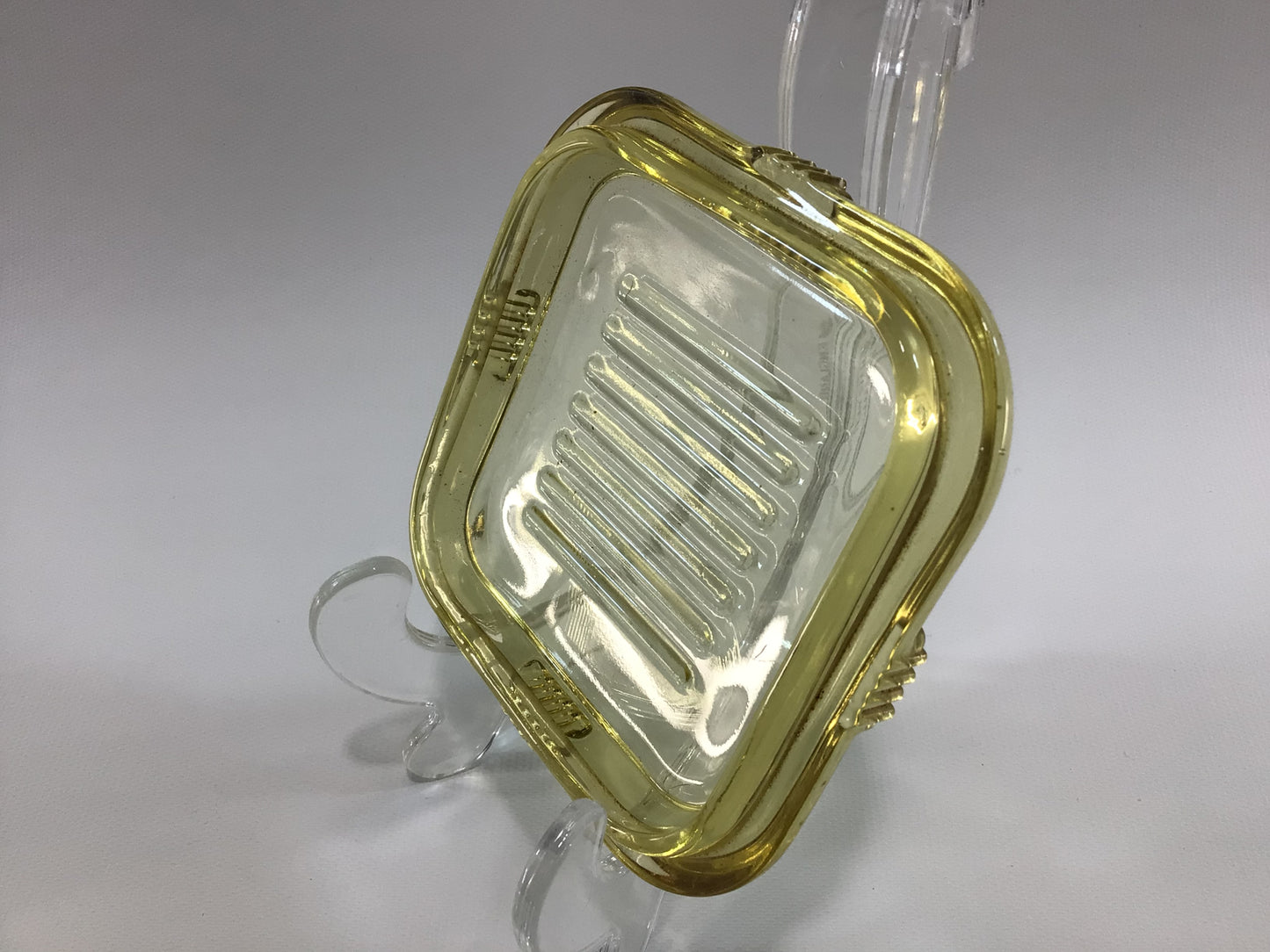 Vintage Yellow Glass Refrigerator Dish Lid Replacement for Square 4" Dish