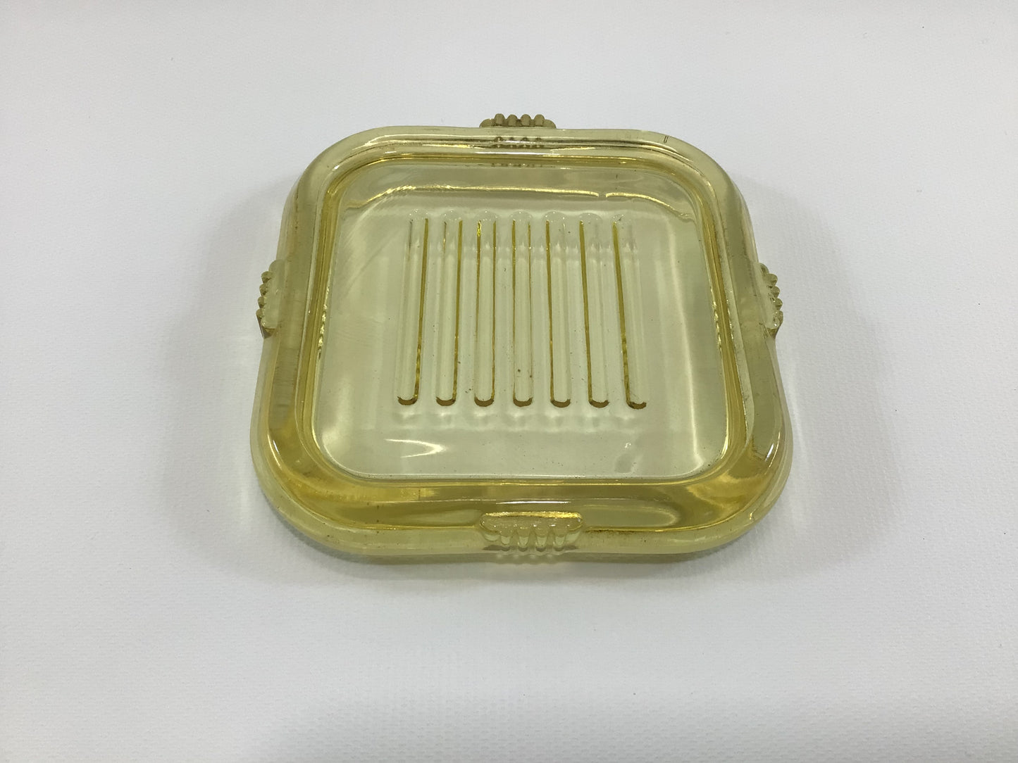 Vintage Yellow Glass Refrigerator Dish Lid Replacement for Square 4" Dish