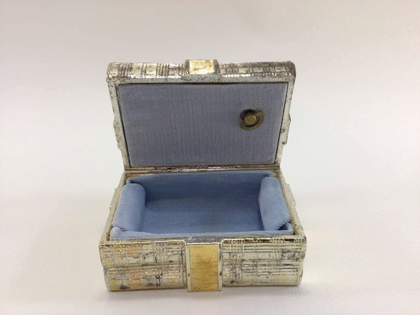 Book Stack Music Trinket Box Jewelry Casket Vintage 1970's Vanity Decor Gold Tone Filigree with Bow