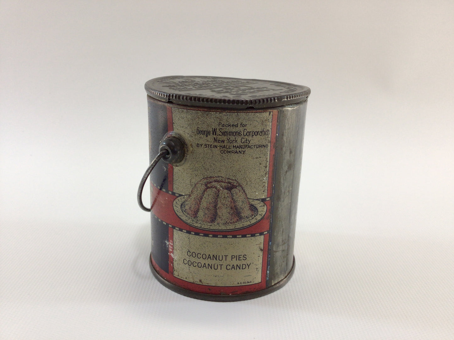 PLEE-ZING Fancy Shredded Coconut Tin with Bail Vintage General Store Country Kitchen Advertising Ephemera