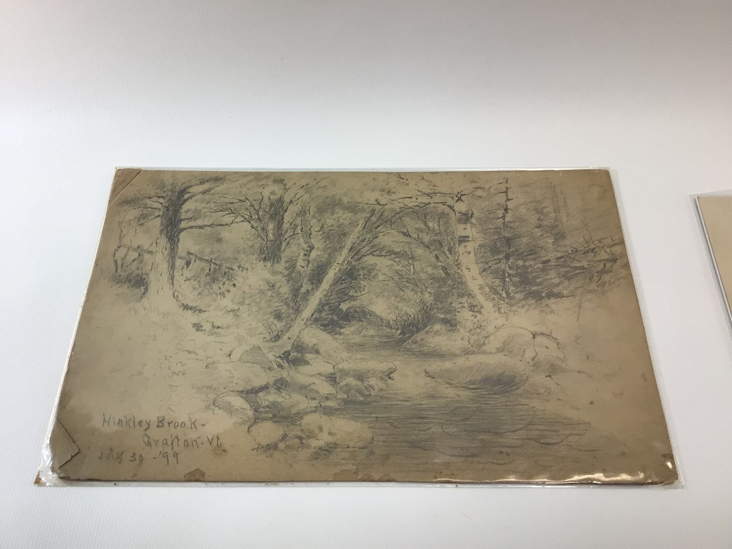 Hand Drawn Waterscape Sketches 3 Antique Wall Decor 7 x 11 Artworks Grafton Vermont