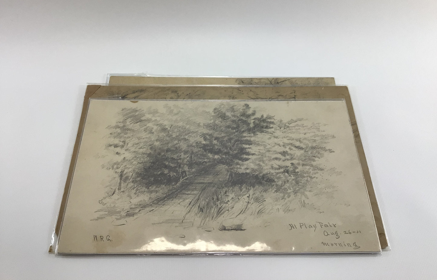 Hand Drawn Waterscape Sketches 3 Antique Wall Decor 7 x 11 Artworks Grafton Vermont
