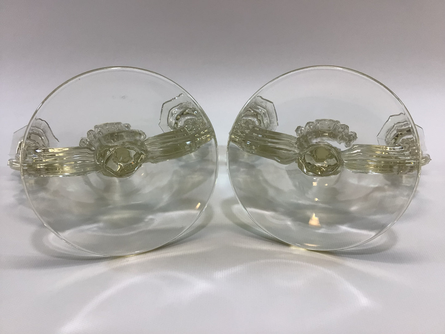 Tiffin Double Light Candlestick Holders Yellow Glass Circa 1940's