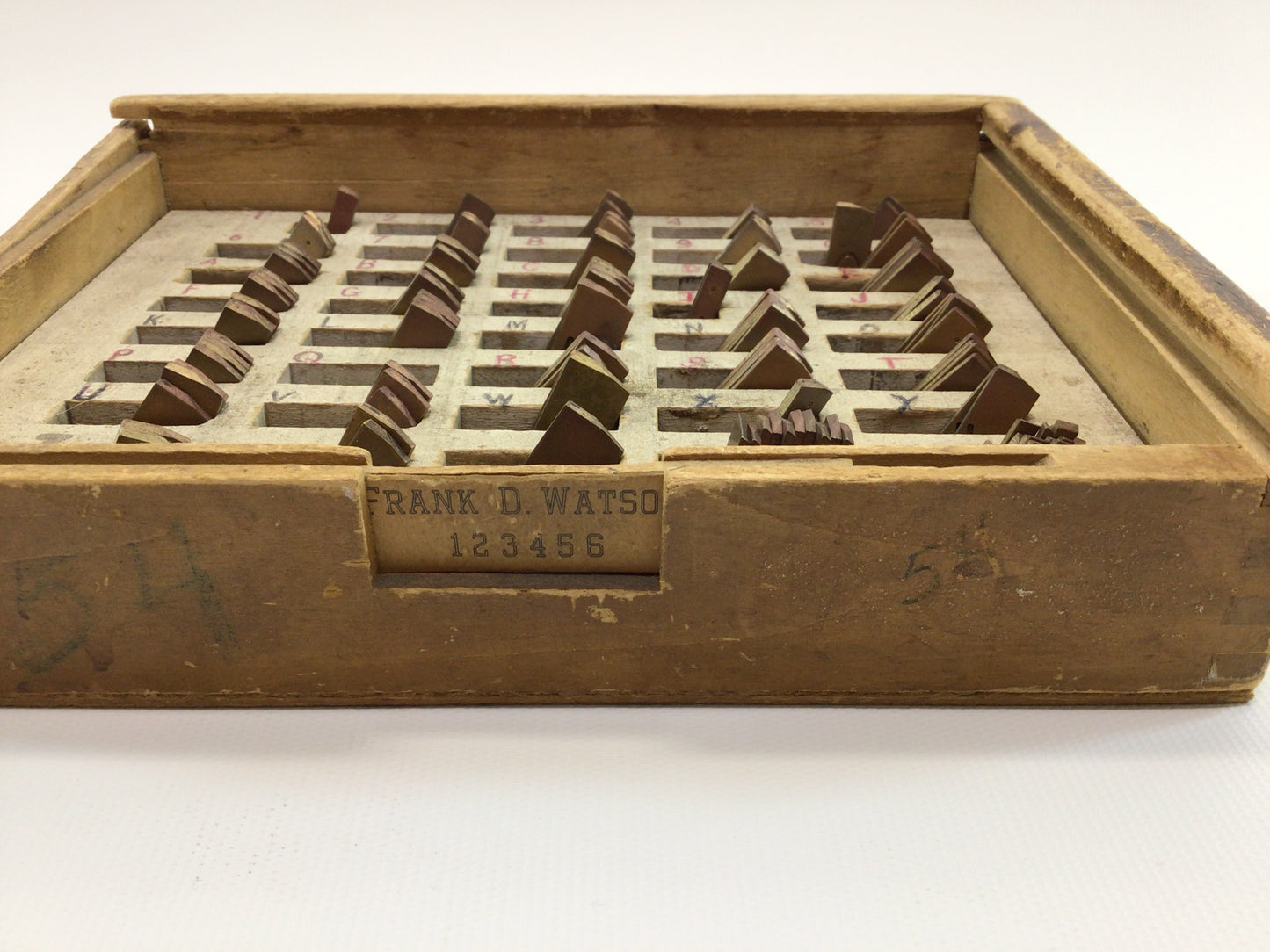 Frank D Watson Brass Font Set No 54 Single Line Block Print Uppercase Vintage Engraving Tool Accessories