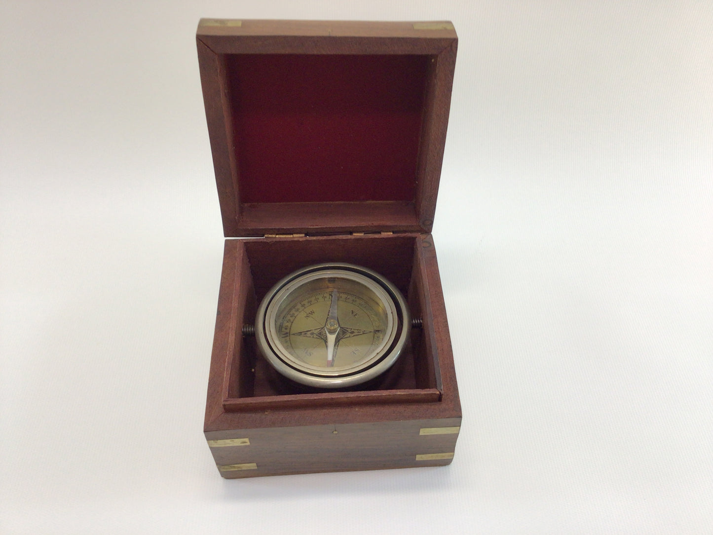 Decorative Boxed Gimbal Compass Brass Magnetic Base Plate Open Face