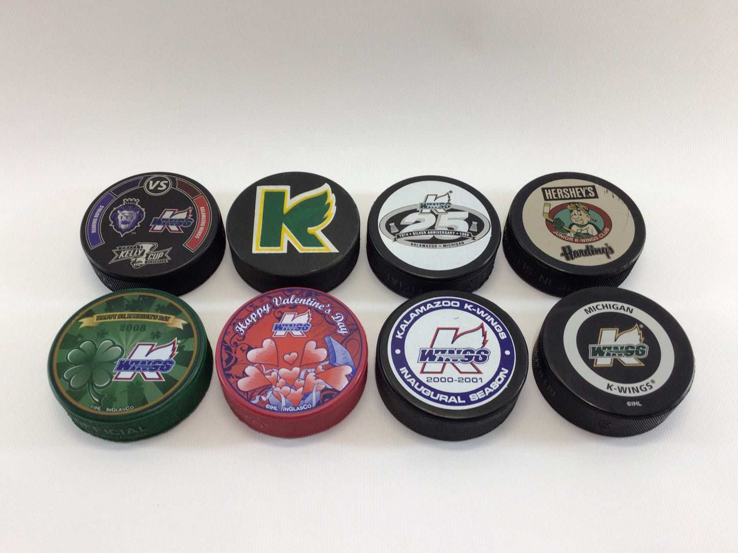 IHL Ice Hockey Puck Kalamazoo K Wings Vintage Souvenir Sports Collectible - CHOOSE ONE