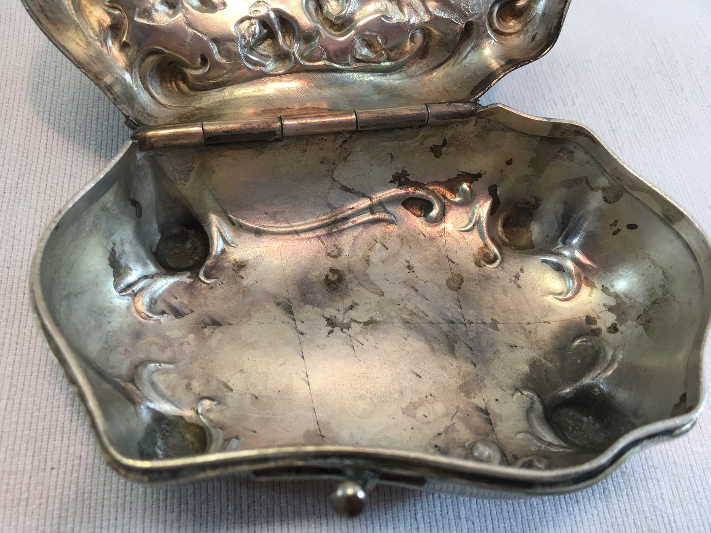 Art Nouveau Jewelry Casket Footed Forbs Silver Company Floral Design Dresser Trinket Box Quadruple Plate