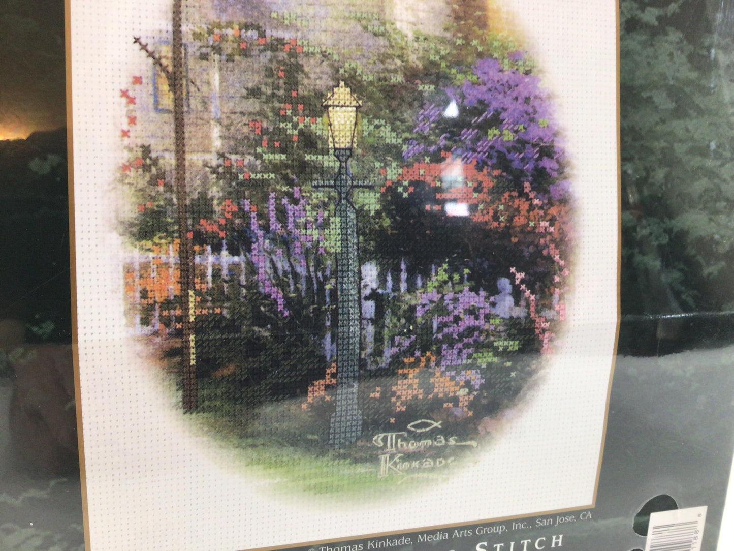 2000 Candamar Designs Thomas Kinkade Cross Stitch Kit No. 51188 Lamppost Vignette Victorian Garden