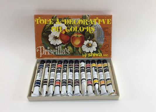 Oil Paint Shiva Priscilla's Tole & Decorative 12 Color set No 109 Vintage Artist Supply .34 fl oz Tubes