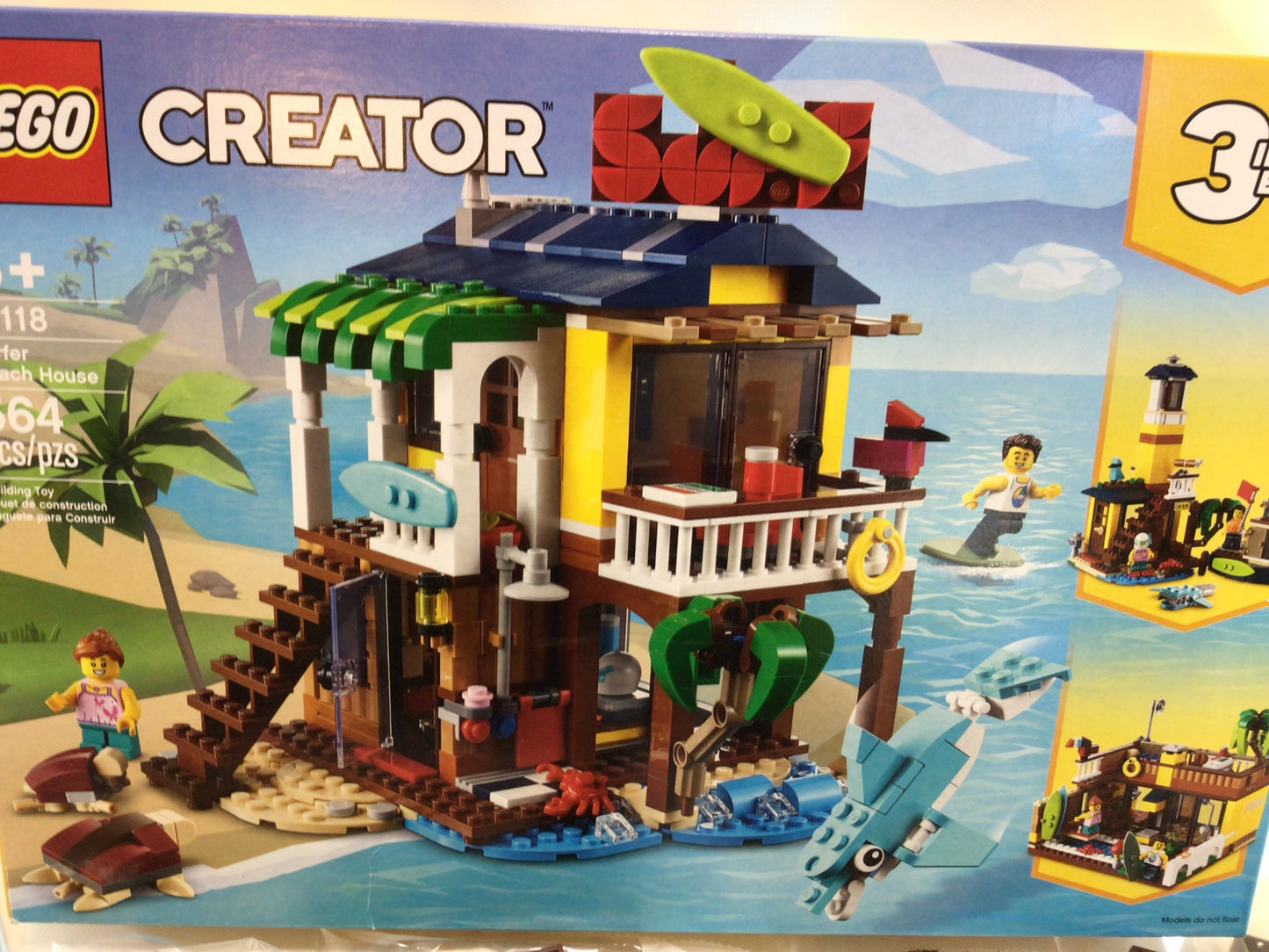 LEGO Creator 3-in-1 Surfer Beach House 31118 Construction Build Toy 564 Pc Set