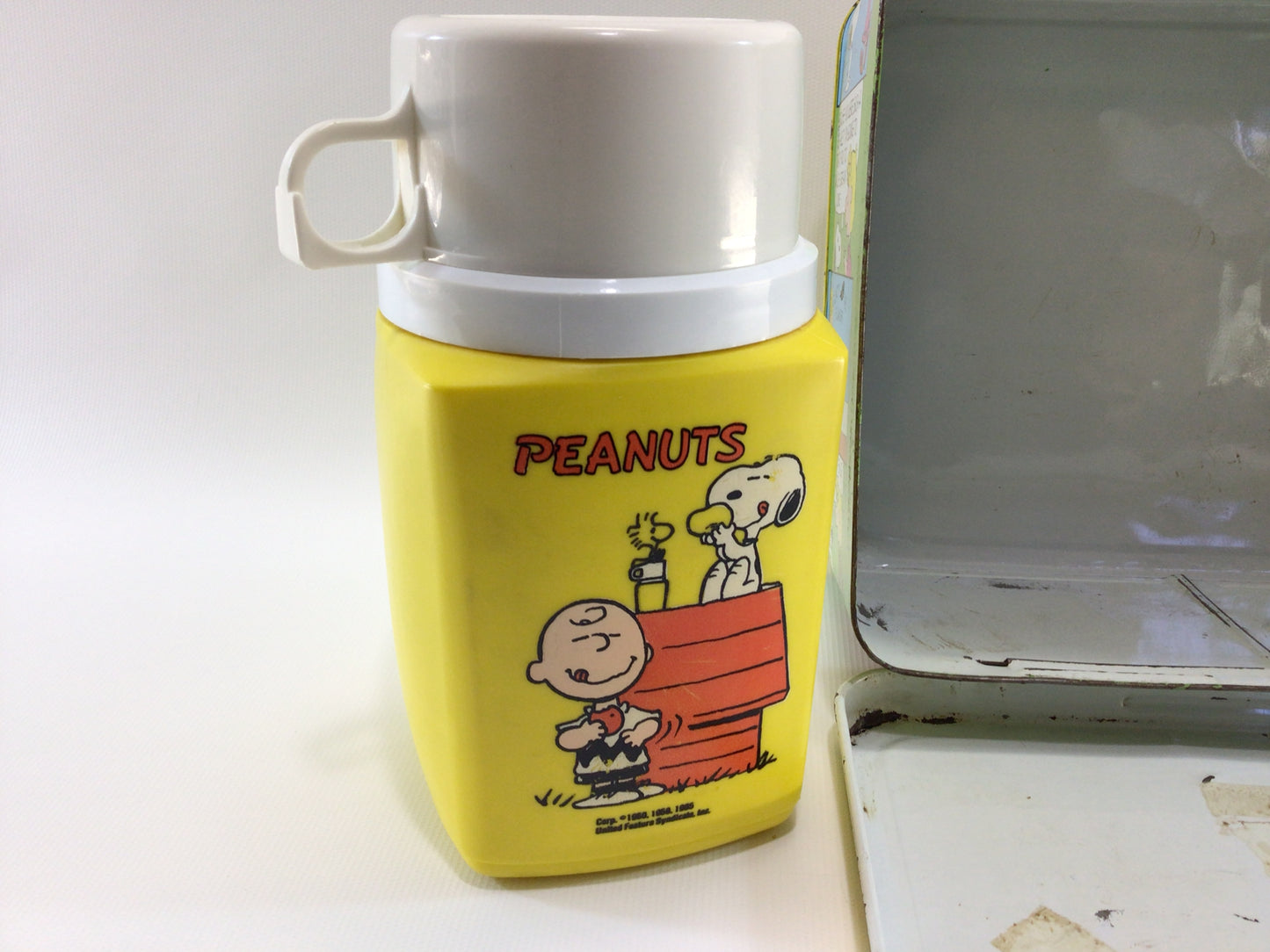 Peanuts Thermos Lunch Box Vintage 1980s Tin Litho Graphics