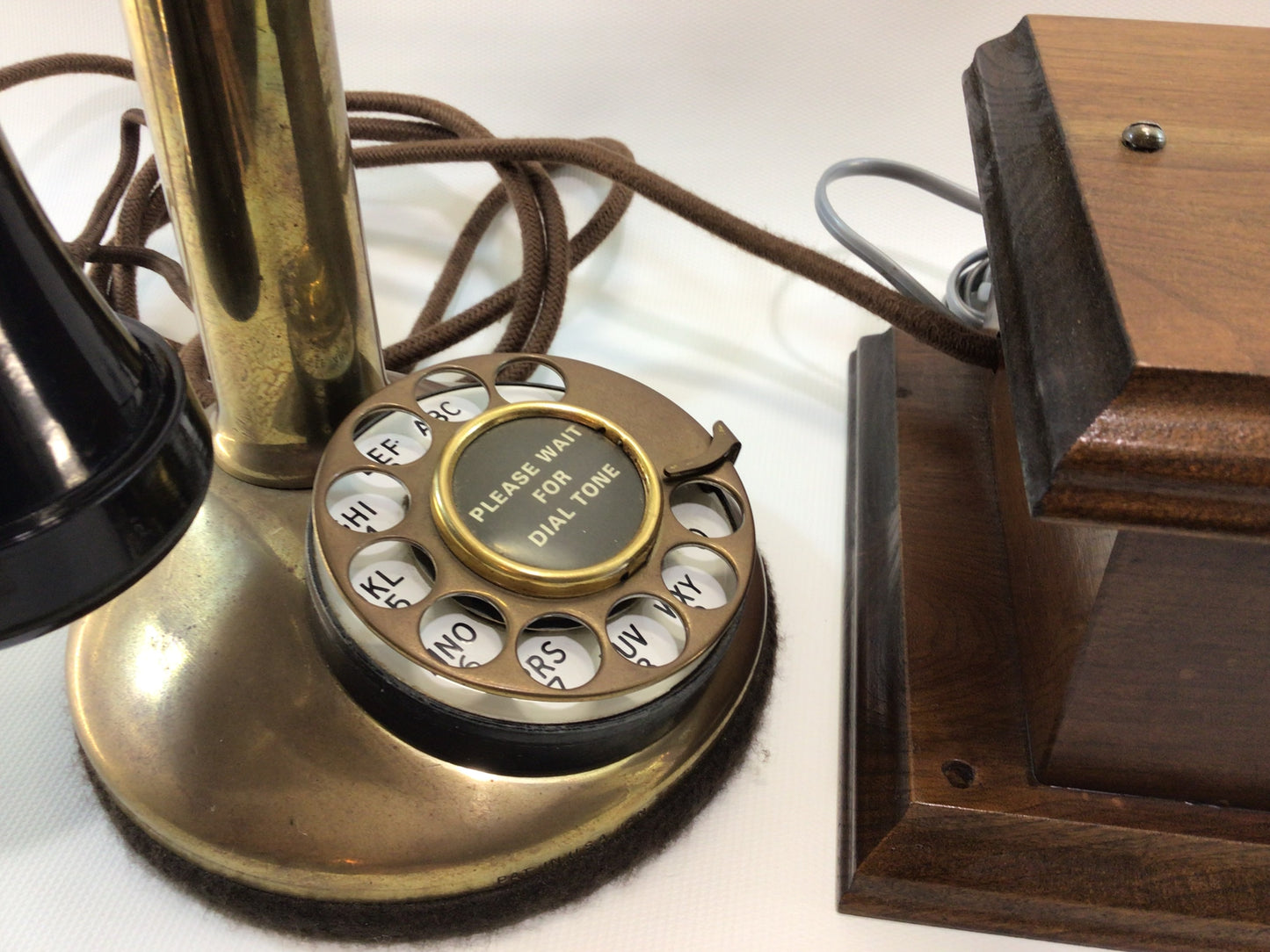 Brass Candlestick Telephone Northern Electric Model 51AL with Subset Box Antique Electronic Dark Academia Table Shelf Home Decor