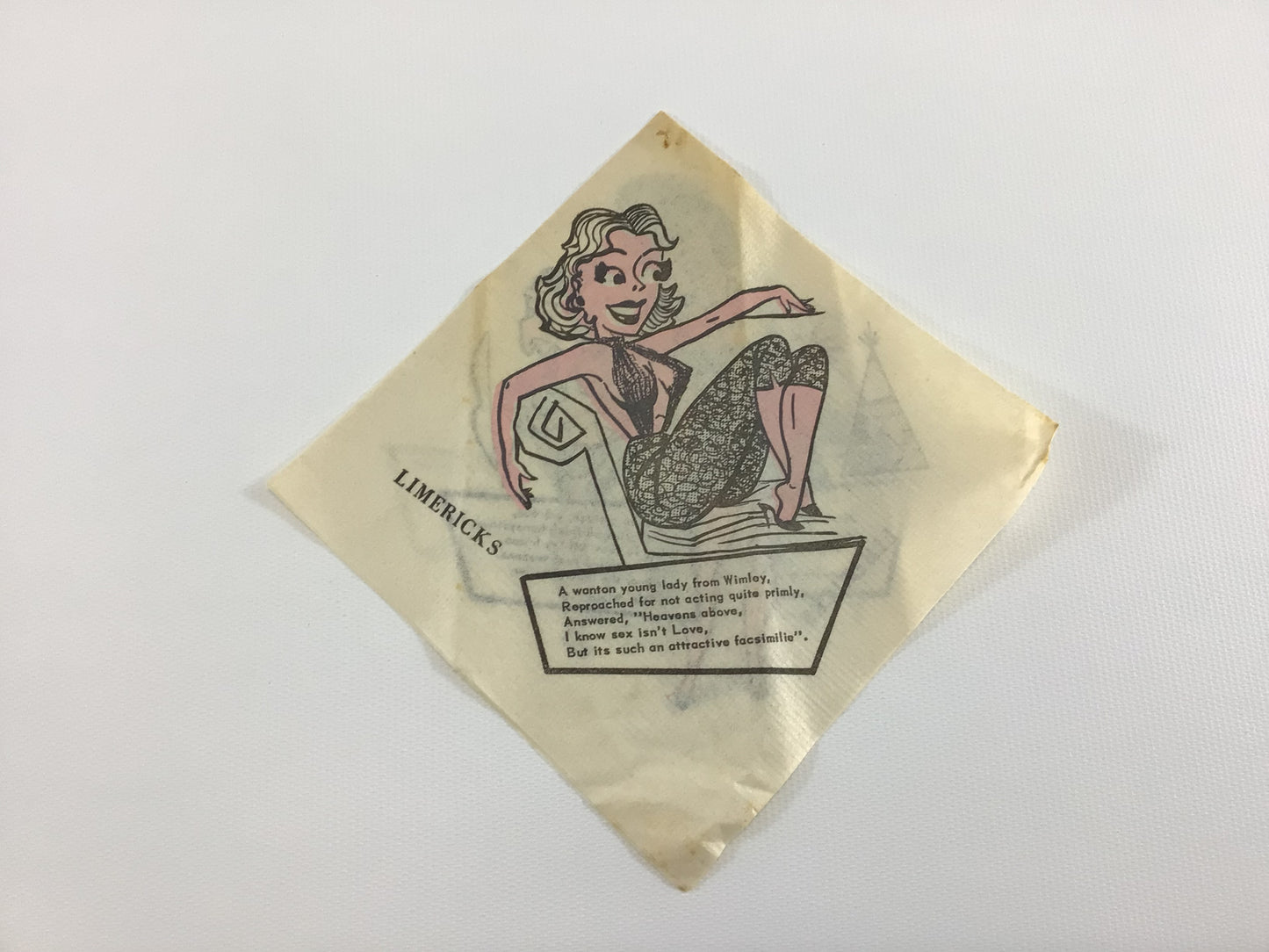 Nightclub Drink Napkin Risque Limericks Vintage Barware Ephemera