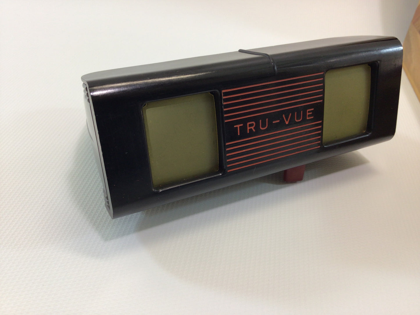 Stereoscope Viewer Sawyer's Tru-Vue with 12 Films in Segmented Wood Presentation Box