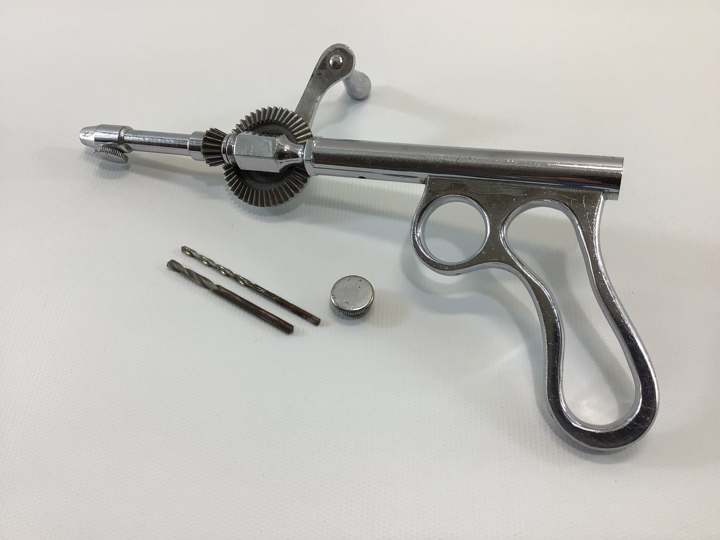 Hand Drill Auger Pistol Grip Handle P&S Surgical Nickel Chrome Vintage Medical Instrument Gadget