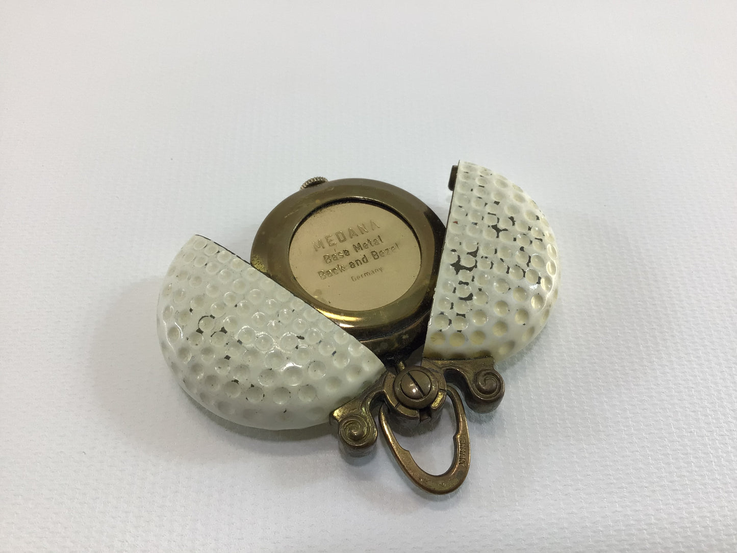 Golf Ball Pocket Watch Vintage Medana Swiss Movement in Butterfly Opening Case Made in Germany