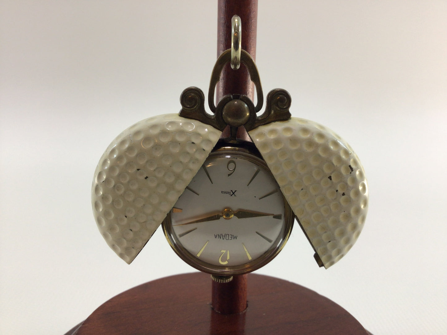 Golf Ball Pocket Watch Vintage Medana Swiss Movement in Butterfly Opening Case Made in Germany