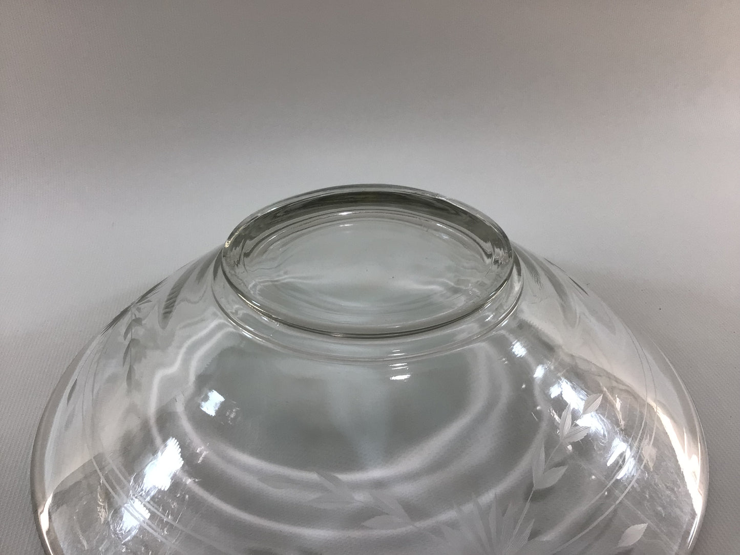 Etched Clear Glass 10" Fruit Bowl Mid Century Home Dining Decor